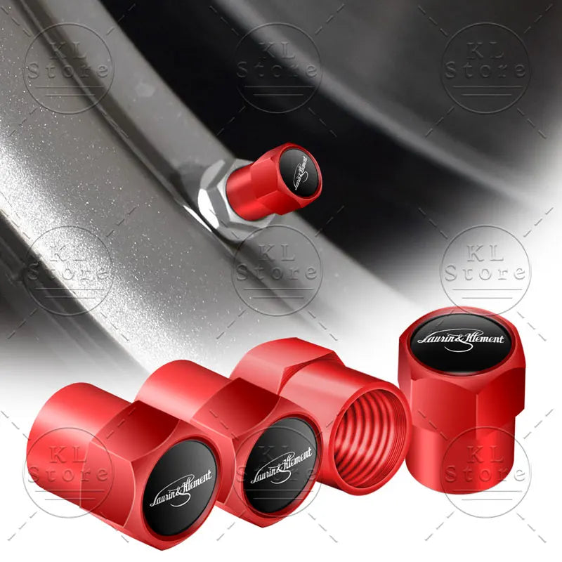 4er Set Rad Reifen Ventilkappen Air Stem Caps mit Staubschutz und Logo