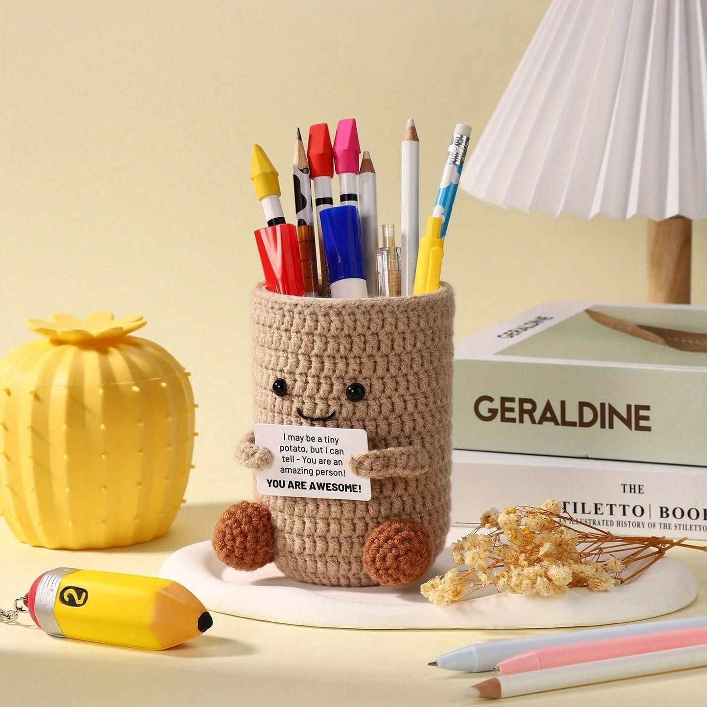 Lustiger Kartoffel Stifthalter Handgefertigter Desktop Organizer mit Korb