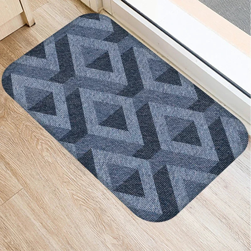 Rutschfeste 40x60 cm Fußmatte mit Holz-Stein Muster aus weichem Korallen-Samt