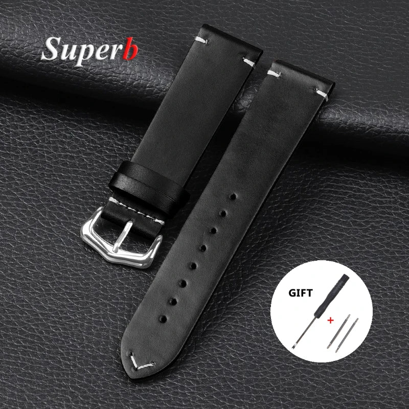 Vintage Ölwachs Lederarmband 18-24mm für Uhr und Smartwatch – Herren Damen