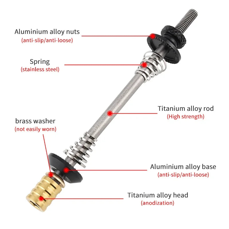 Titan Schnellspanner ultraleicht für MTB Rennrad QR 74-135mm Achsen