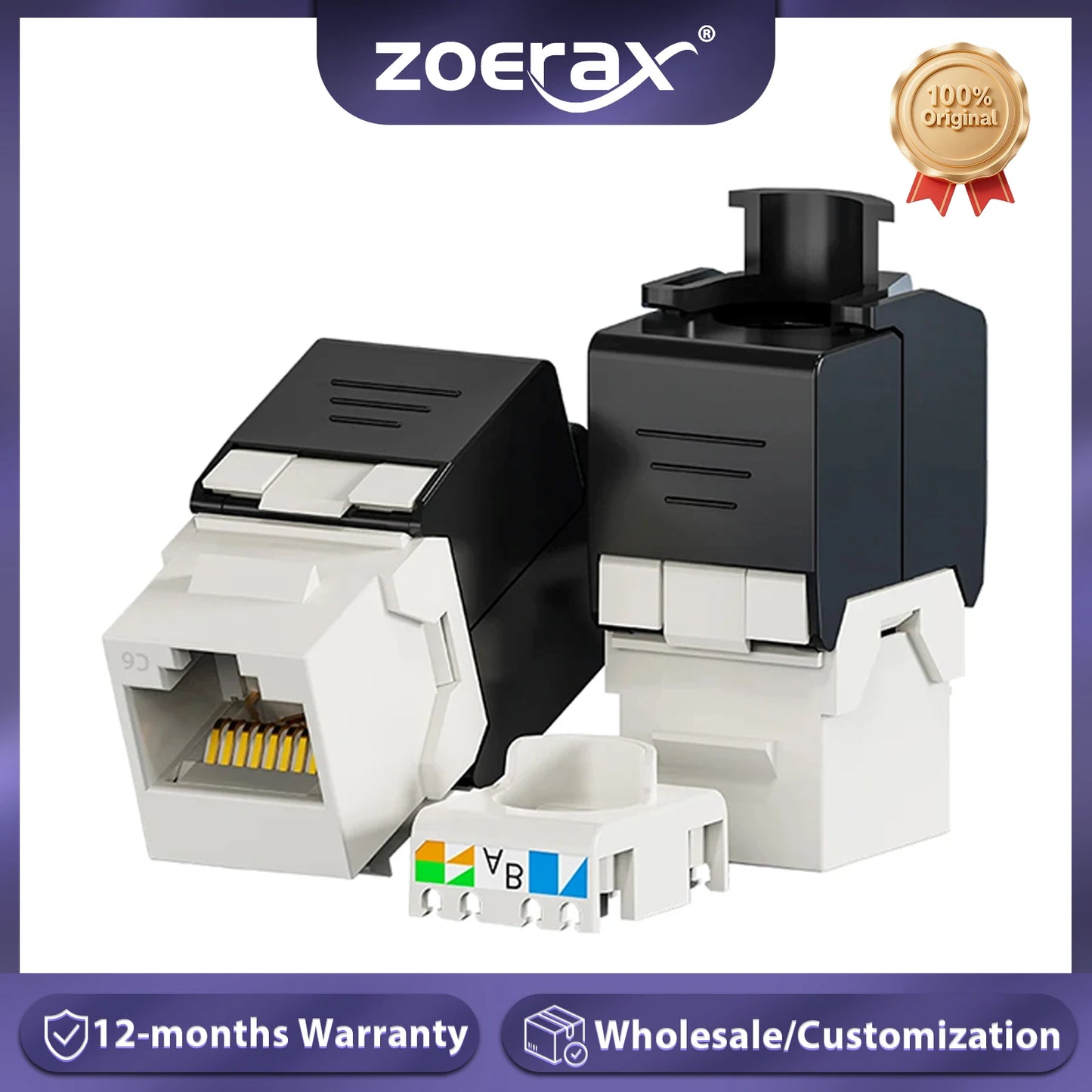 Abgeschirmte RJ45 Keystone Buchsen Cat8 Cat7 Cat6A Modul aus Zinklegierung