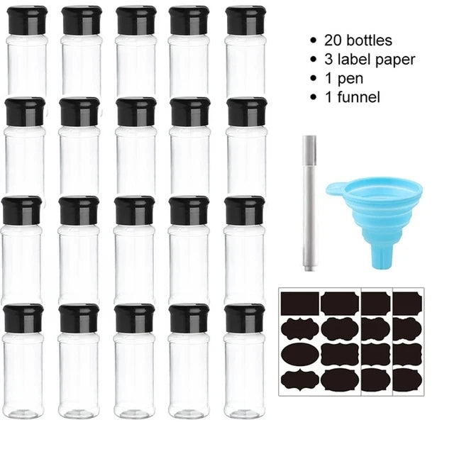 5-20 Stück 100ml Plastik Gewürzflaschen Salz Pfeffer Grill Organizer