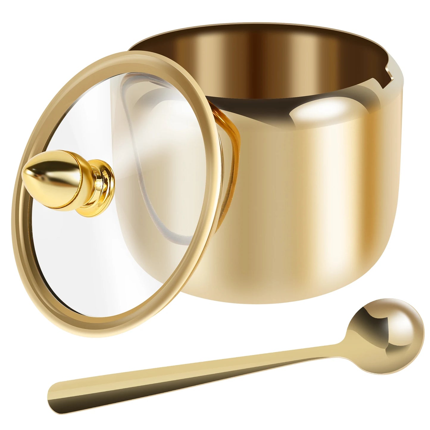 2er Set Edelstahltöpfe Gewürzbox mit Löffel Gold Gewürzregal Pfeffer