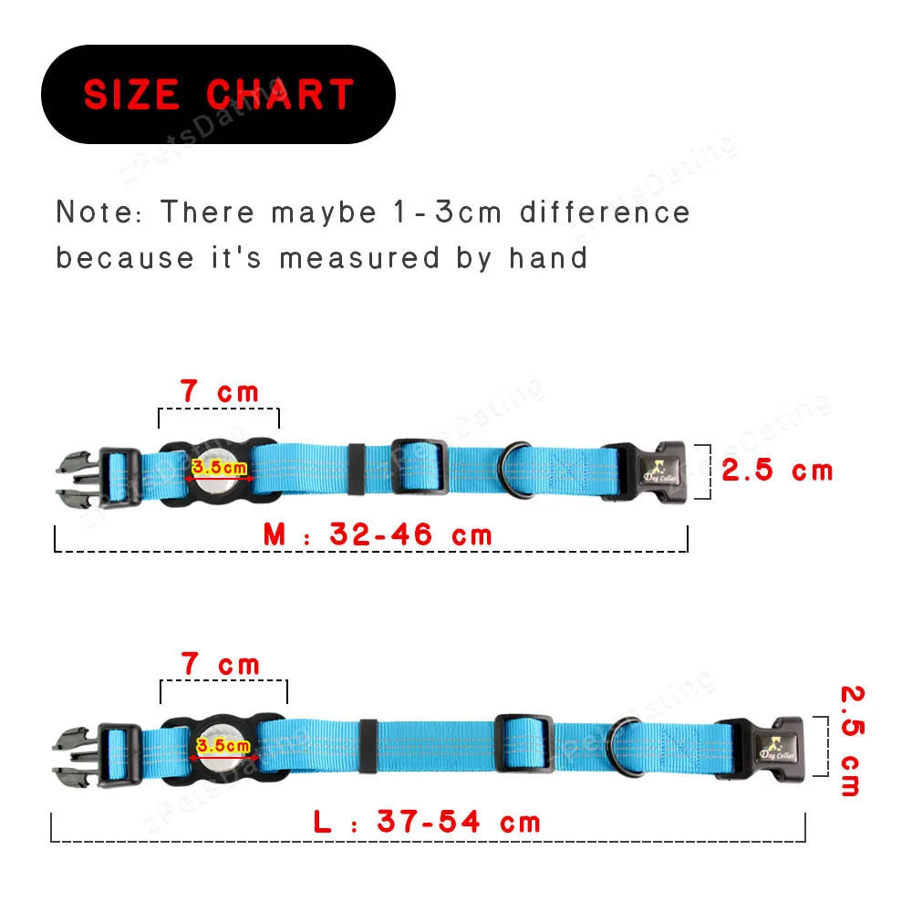 Sicheres Airtag Hundehalsband verstellbar reflektierend mit Hülle