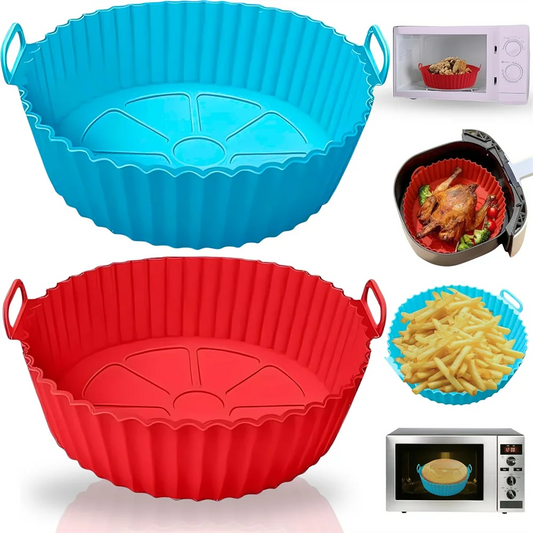 Wiederverwendbares Silikon Backblech und Korb für Heißluftfritteusen