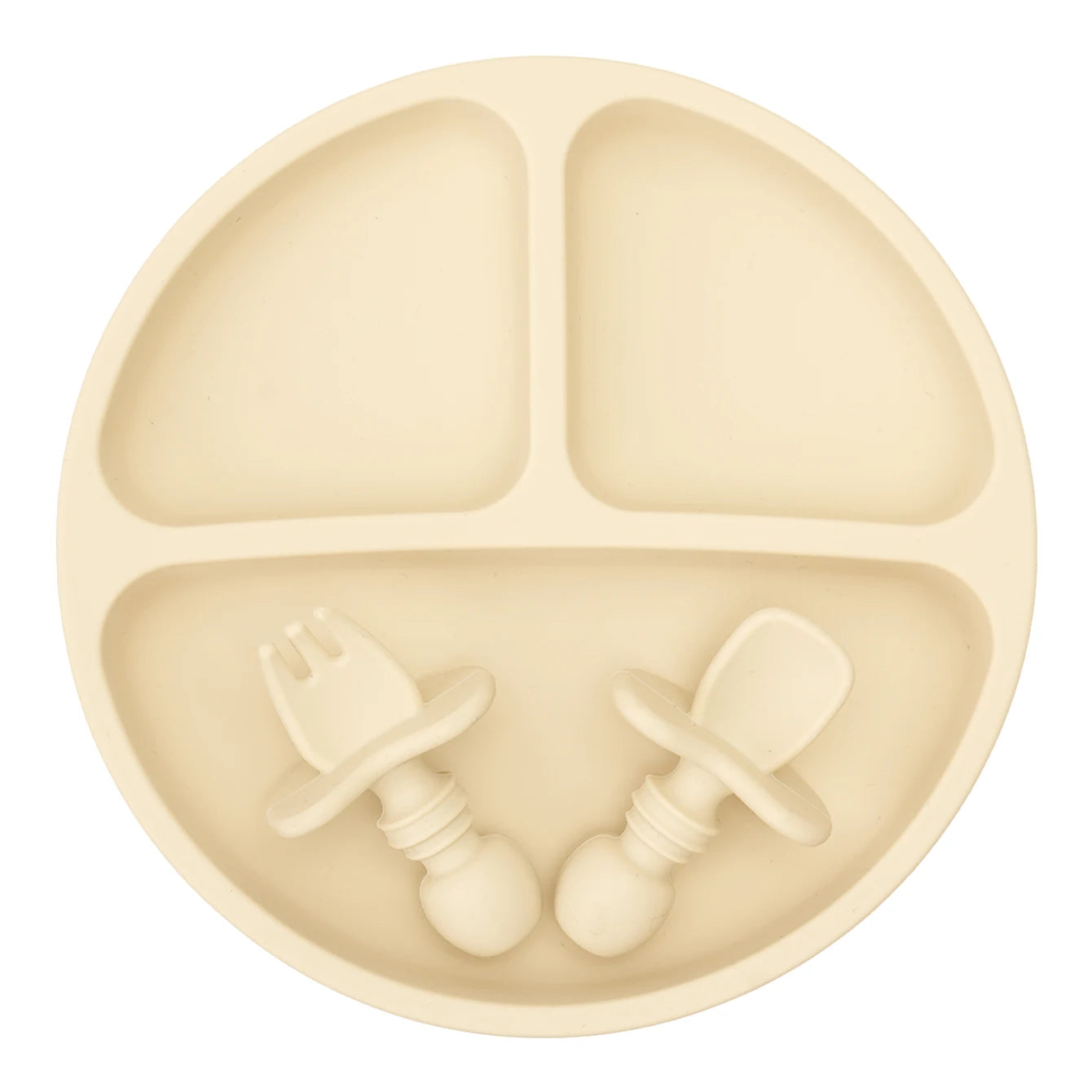 3-teiliges BPA-freies Silikon Baby Geschirrset mit Saugteller und Besteck