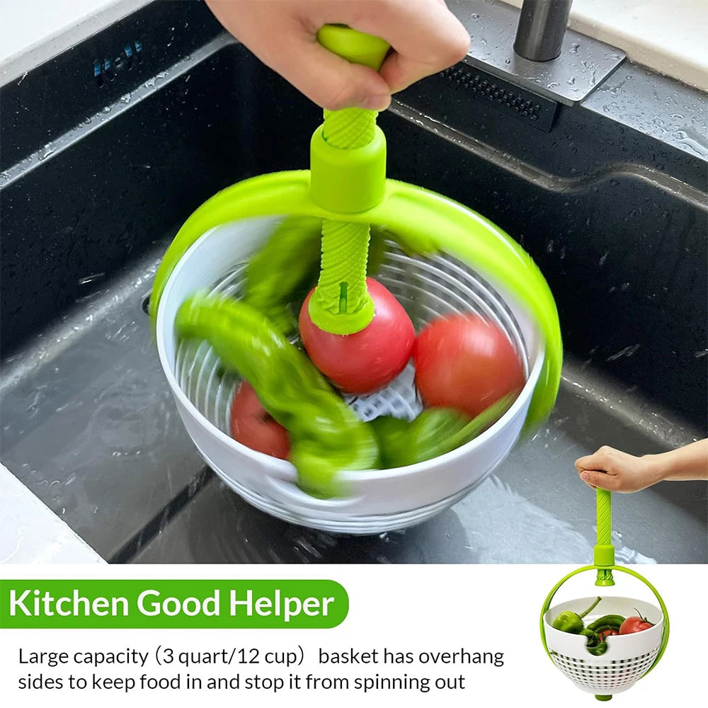 Platzsparende 3 Liter Salatschleuder mit Sieb und Gemüsefilter