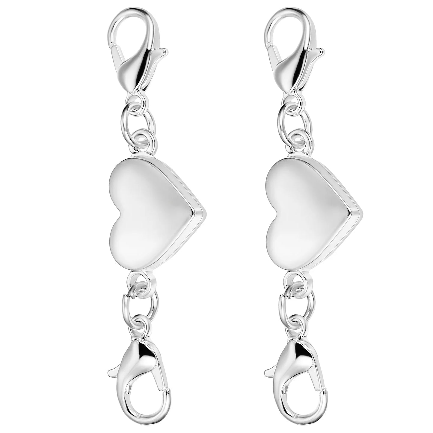 2 magnetische herzförmige Schnallenverbinder für Halsketten aus Silber-Yabubest - Home & More