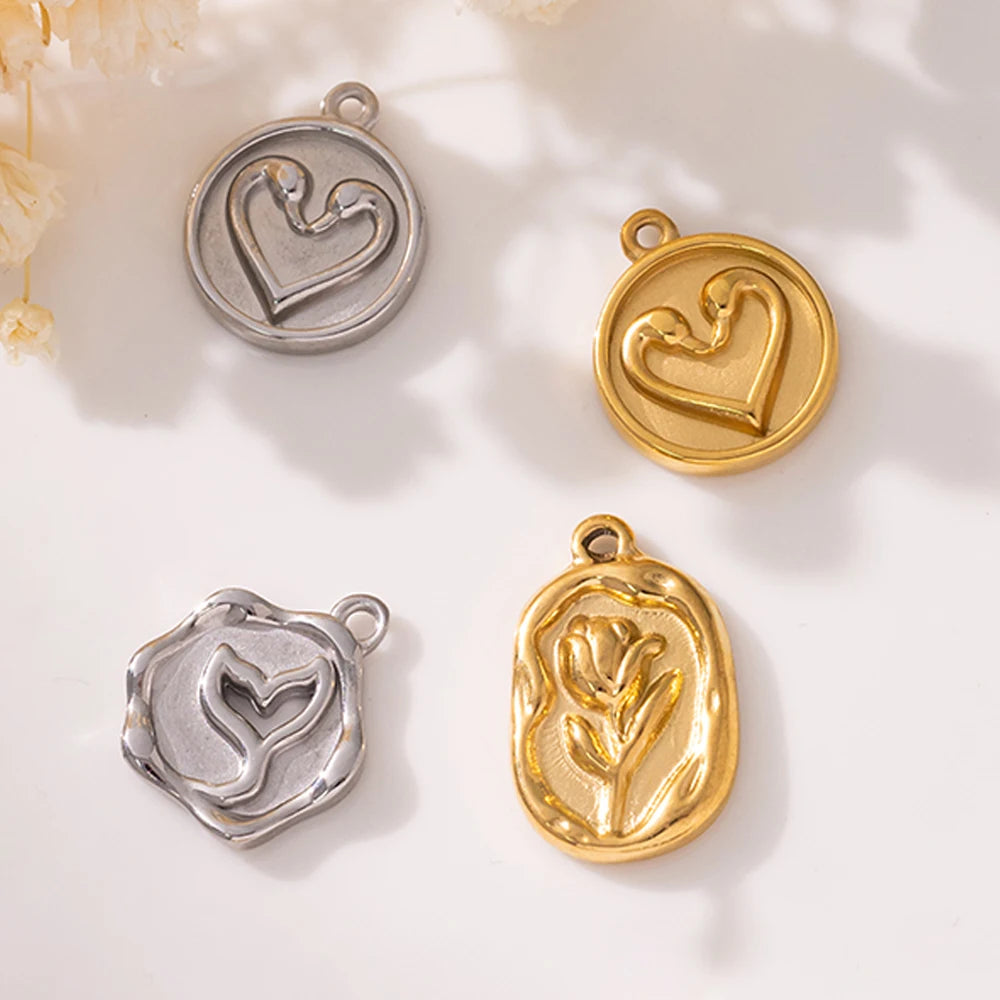 5er Set Goldfarbene Edelstahl Anhänger Charms für Schmuck DIY