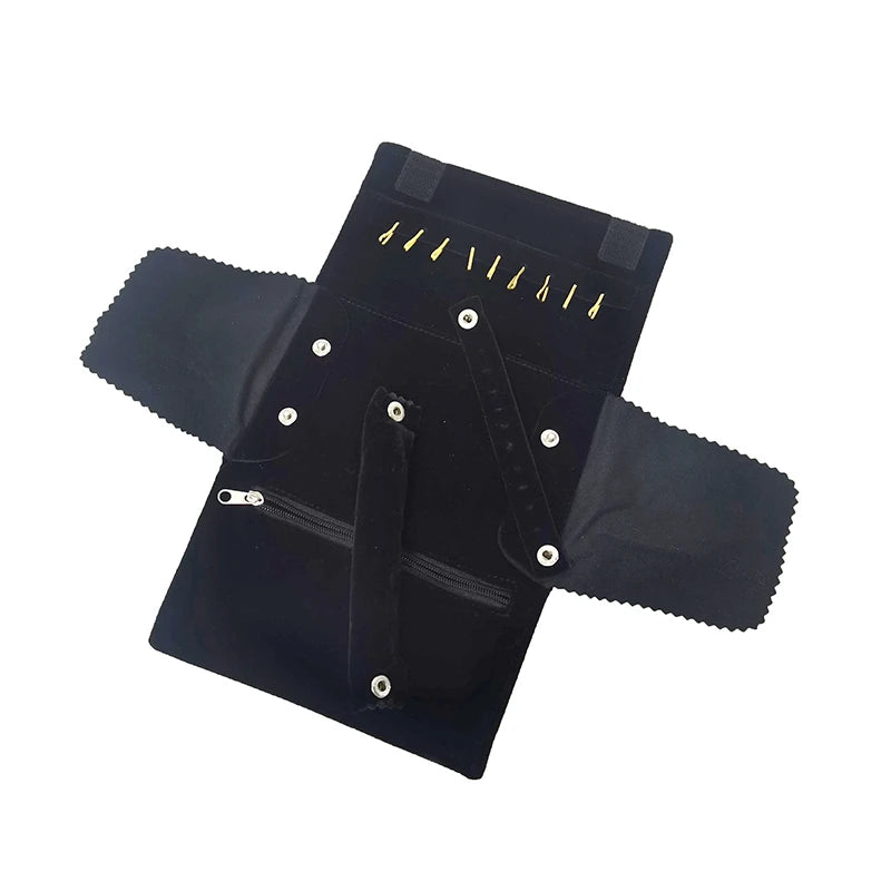 Eleganter Reise Schmuck Organizer aus Samt – Aufrollbar & Faltbar