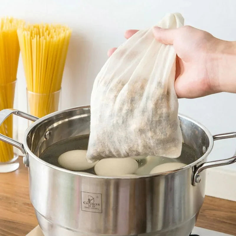 Wiederverwendbare Baumwollbeutel mit Kordelzug für Lebensmittel und Filter