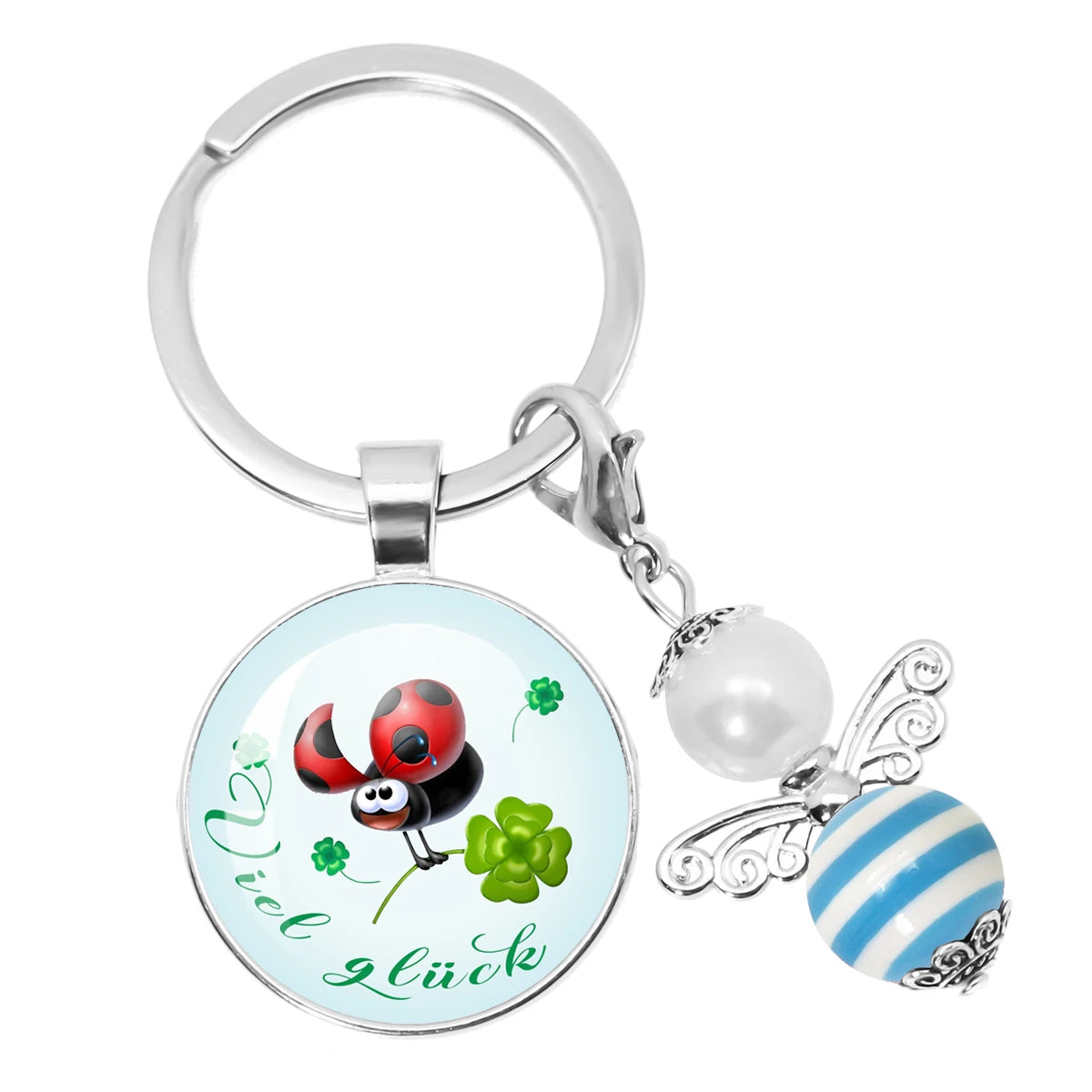 Glücksbringer Schlüsselanhänger mit vierblättrigem Kleeblatt Design