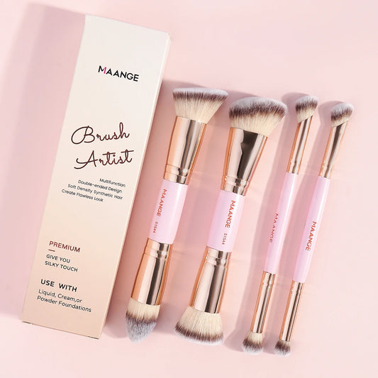 4-teiliges Make-up-Pinsel-Set mit Box – weich, präzise - perfekt für Reisen