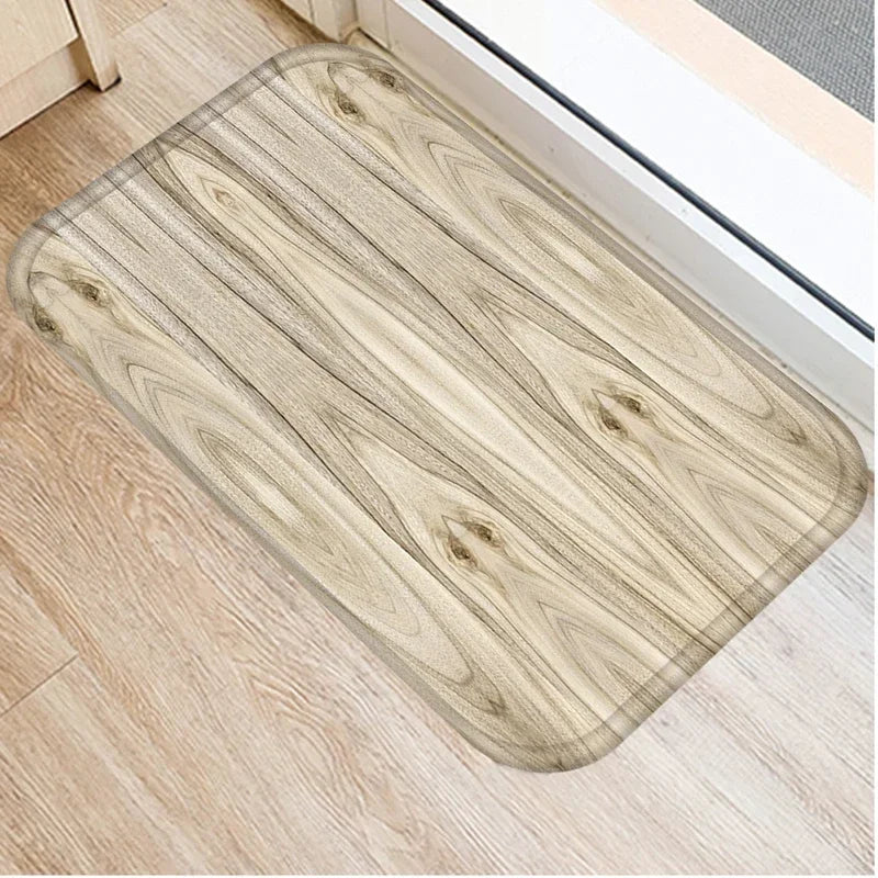 Rutschfeste 40x60 cm Fußmatte mit Holz-Stein Muster aus weichem Korallen-Samt