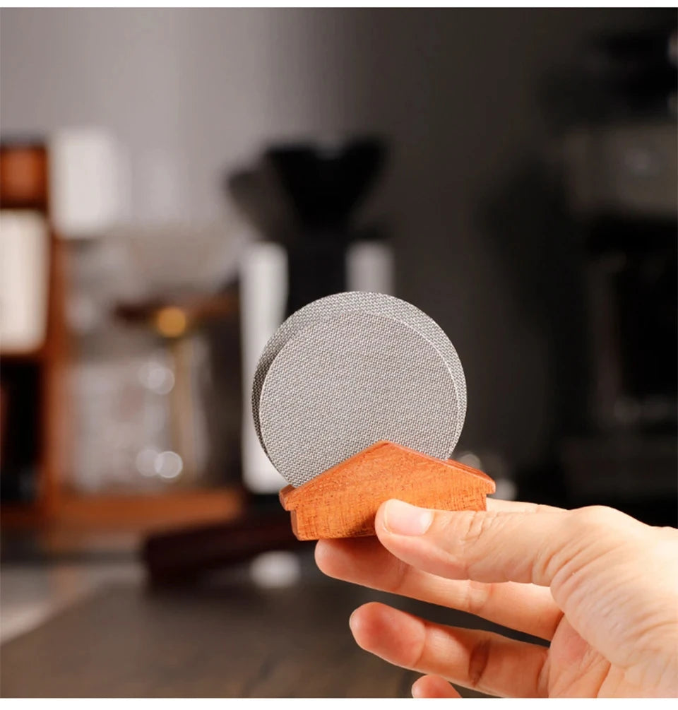 Wiederverwendbarer Holz Kaffeefilterhalter für Espresso Siebträger