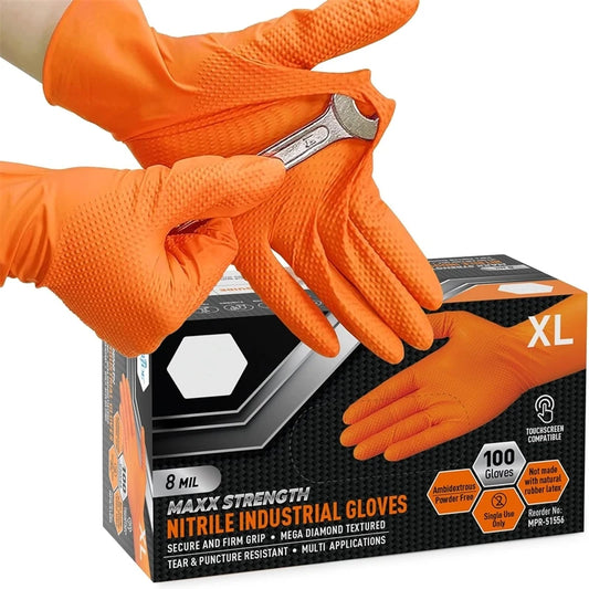 Robuste orangefarbene Nitrilhandschuhe 8Mil für Mechaniker sicherer Gebrauch