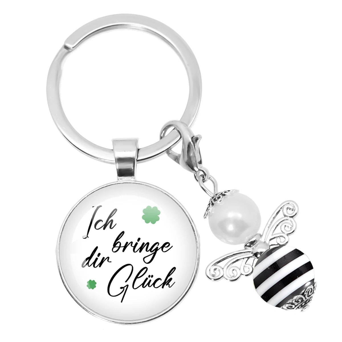 Glücksbringer Schlüsselanhänger mit vierblättrigem Kleeblatt Design