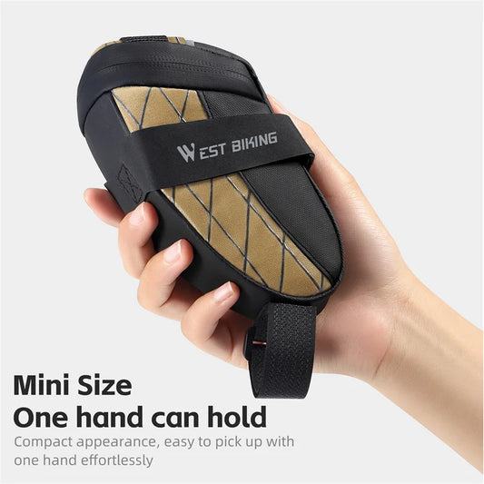 Mini Fahrrad-Satteltasche aus wasserdichtem PU mit reflektierendem Logo