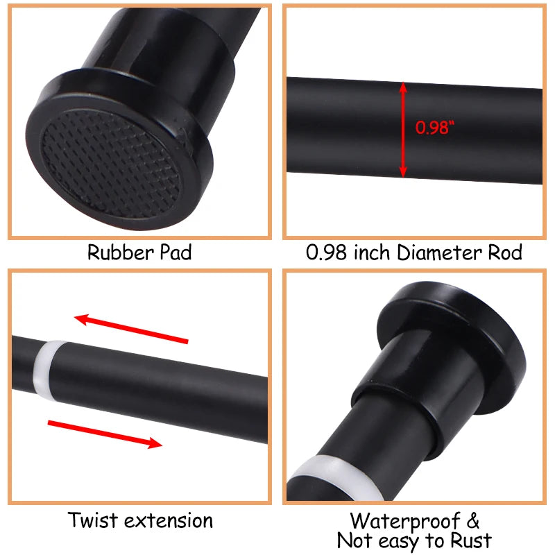 Verstellbare Duschvorhangstange Edelstahl Teleskop 80 bis 240 cm