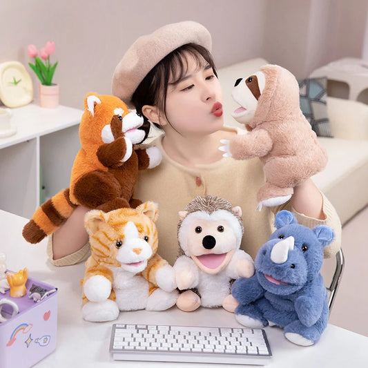 Gefüllte Plüsch Handpuppen Set Kawaii Tierpuppen pädagogisch für Kinder