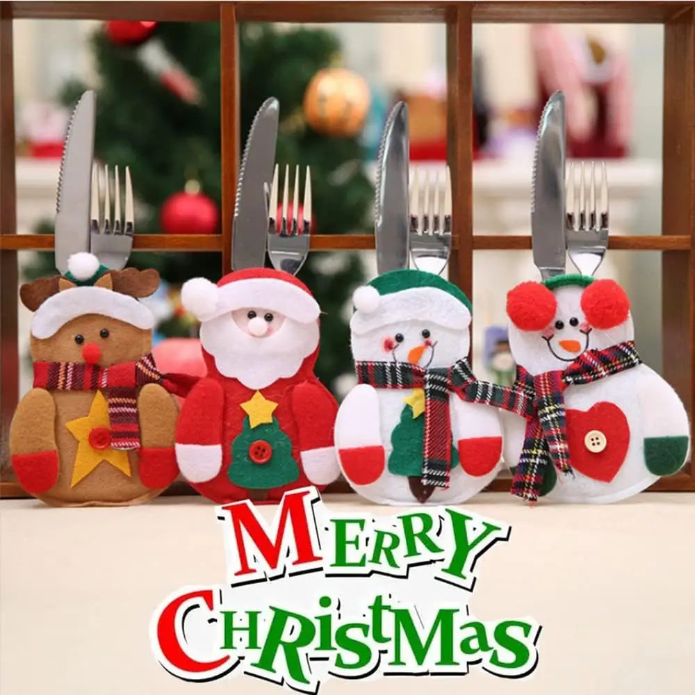 Festliche Besteckhalter und Weinabdeckung für Ihre Weihnachtsfeier