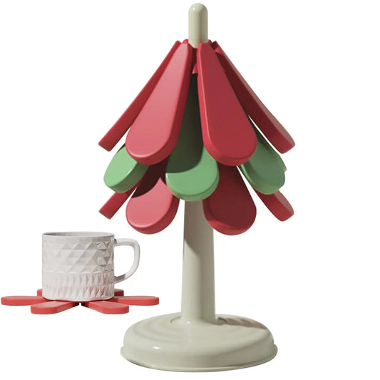 Faltbare Silikon-Untersetzer in Baumform - Hitzebeständig und Leicht zu Reinigen - 3er Set