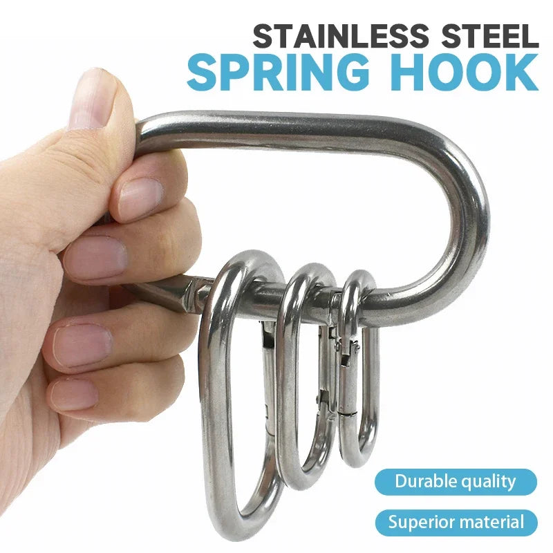 Edelstahl Federspulenschnalle Karabiner Ringhaken Schlüsselanhänger Clip