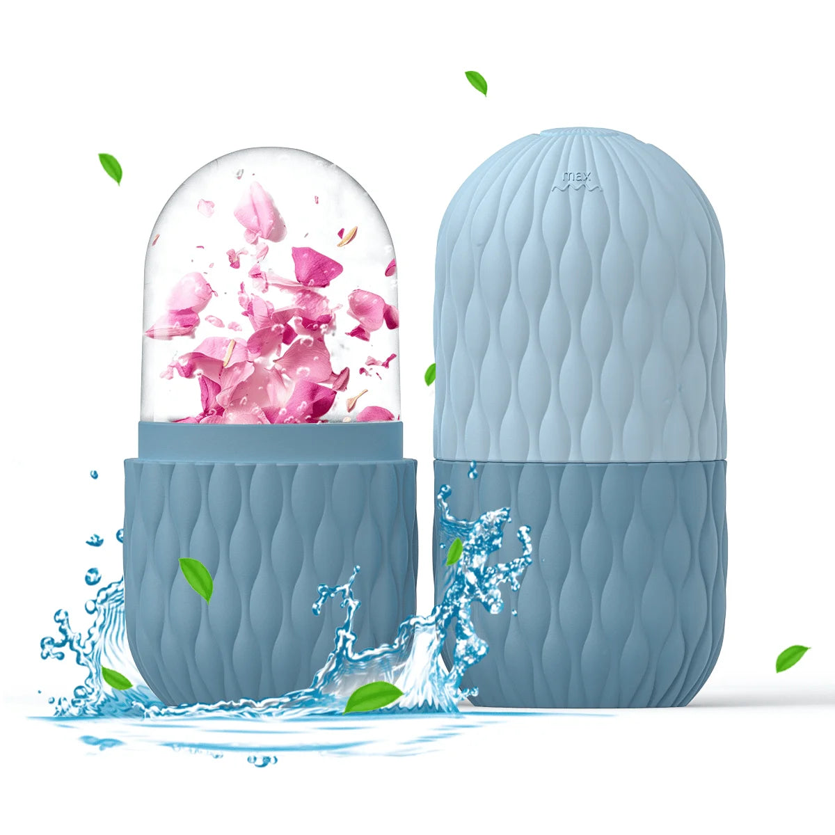 Gesichts-Roller Set: Kühlung, Massage & Hautpflege aus Silikon/Edelstahl