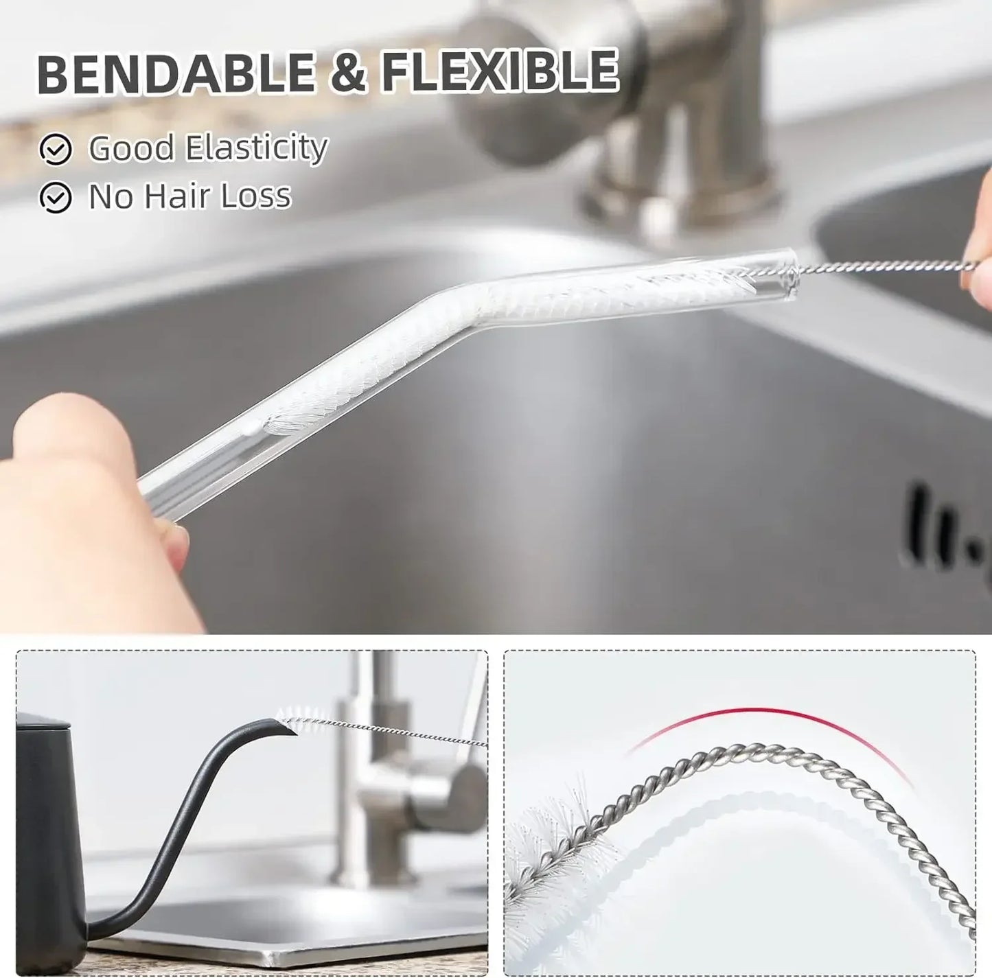 Wiederverwendbare Trinkhalm-Reinigungsbürsten Set für Flaschen Rohre Tassen