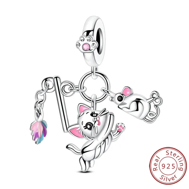 925er Sterlingsilber Charms mit Tiermotiven und Zirkon