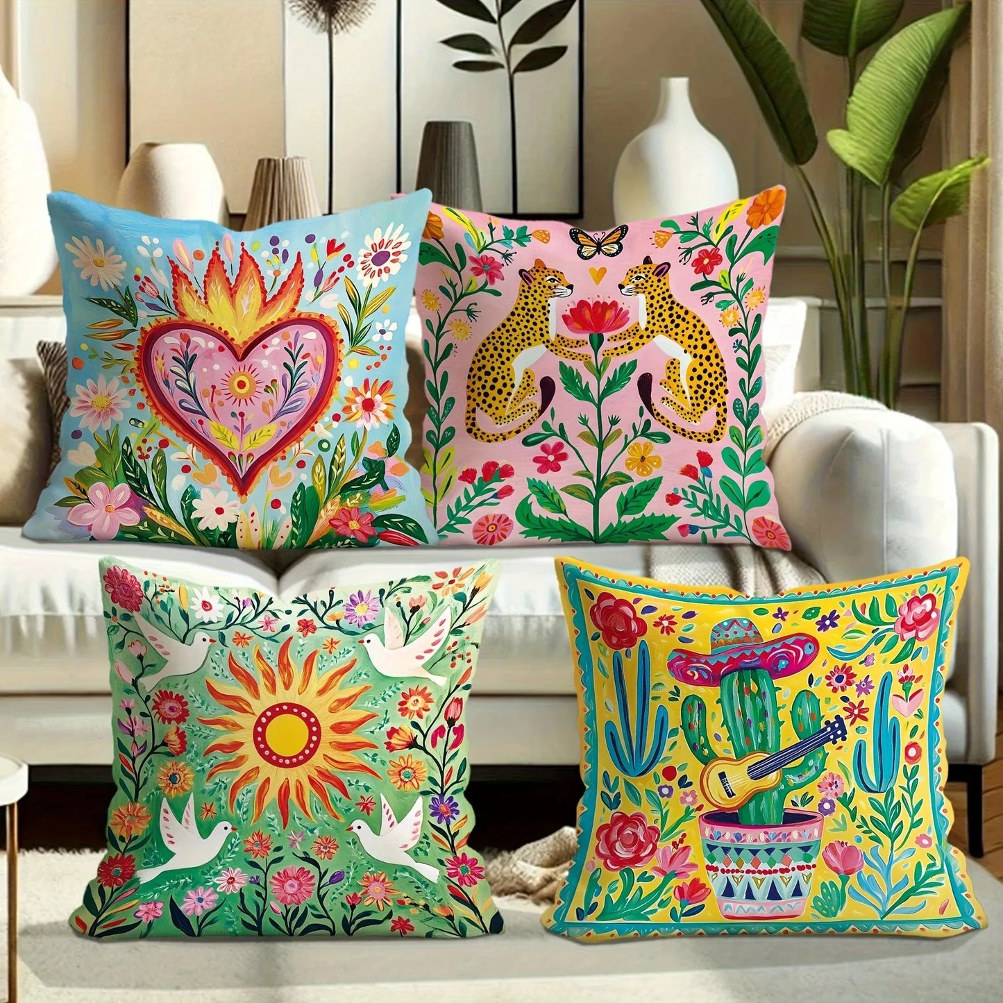 Dekorative Kissenbezüge mit Blumen Tiermustern für Sofa Schlafzimmer