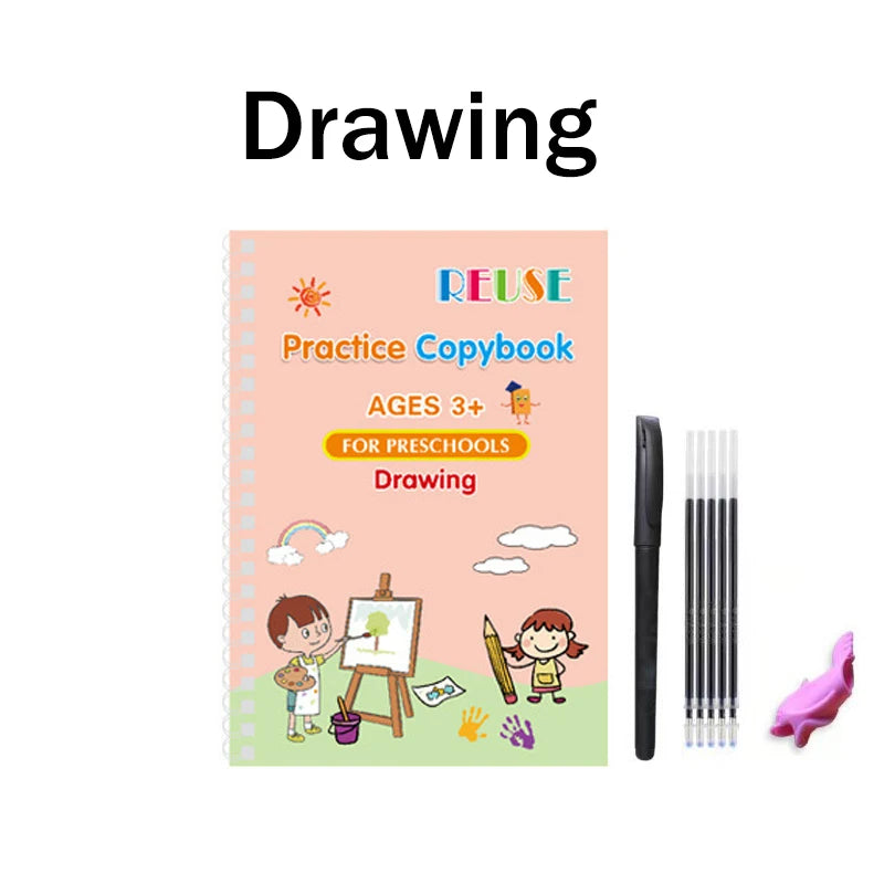 Wiederverwendbares 3D Übungsbuch für Kinder zum Lernen und Schreiben