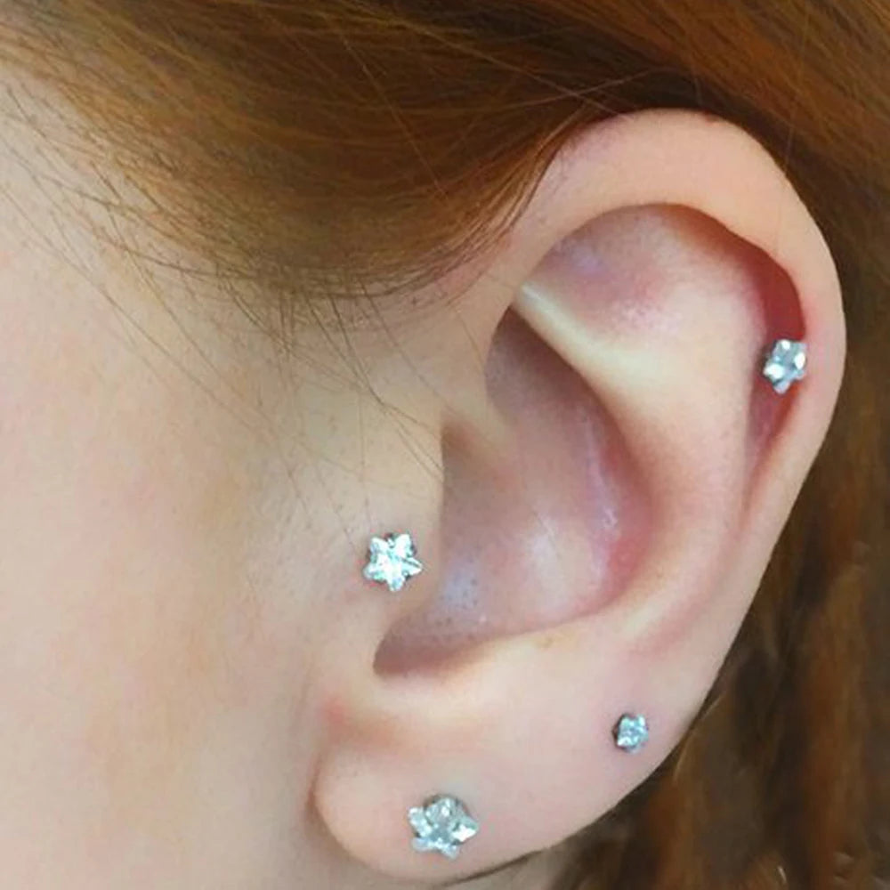 16g Faden Ohrstecker mit flachem Rücken für Tragus Helix Labret