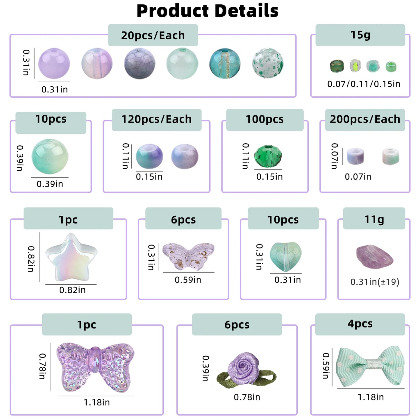 Glasperlen Herzform DIY Schmuck Set für Armband Ohrring Halskette