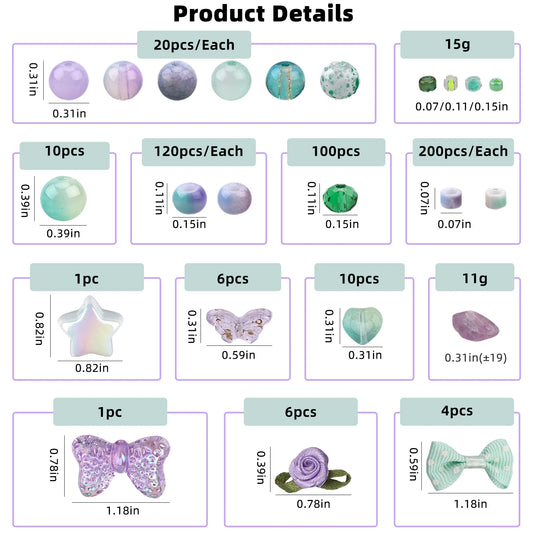 Glasperlen Herzform DIY Schmuck Set für Armband Ohrring Halskette