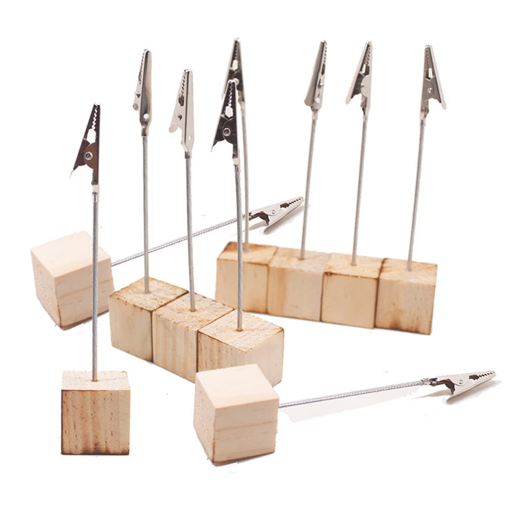10 Holz Metall Alligator Clips Memo Kartenhalter Bilderhalter Tisch
