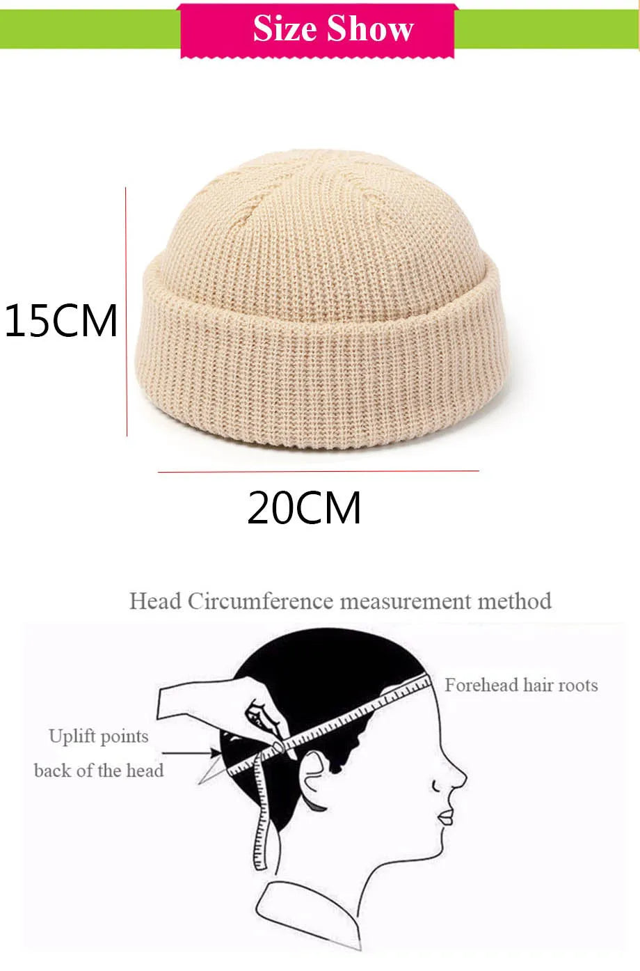 Unisex gestrickte Skullcap Beanie Mütze für alle Jahreszeiten