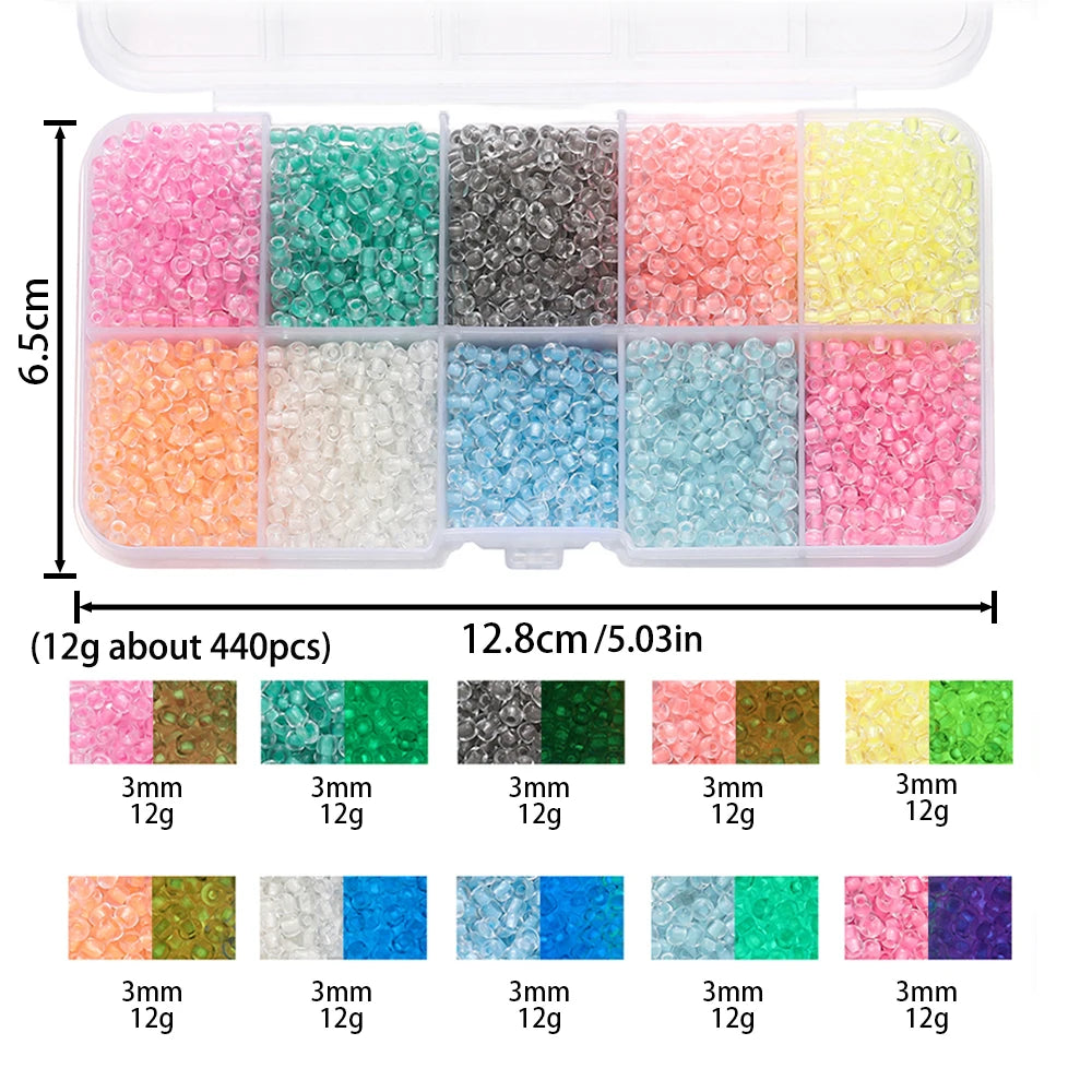 1 Box 3 mm Leuchtende Glas-Rocailles für DIY Schmuck Abstandsperlen