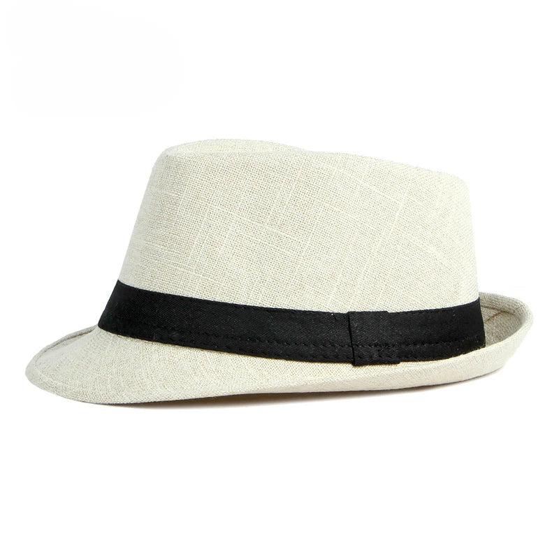 Stylischer Herren Sommerhut – Leichtes Leinen, Retro Jazz Stil - UV-Schutz