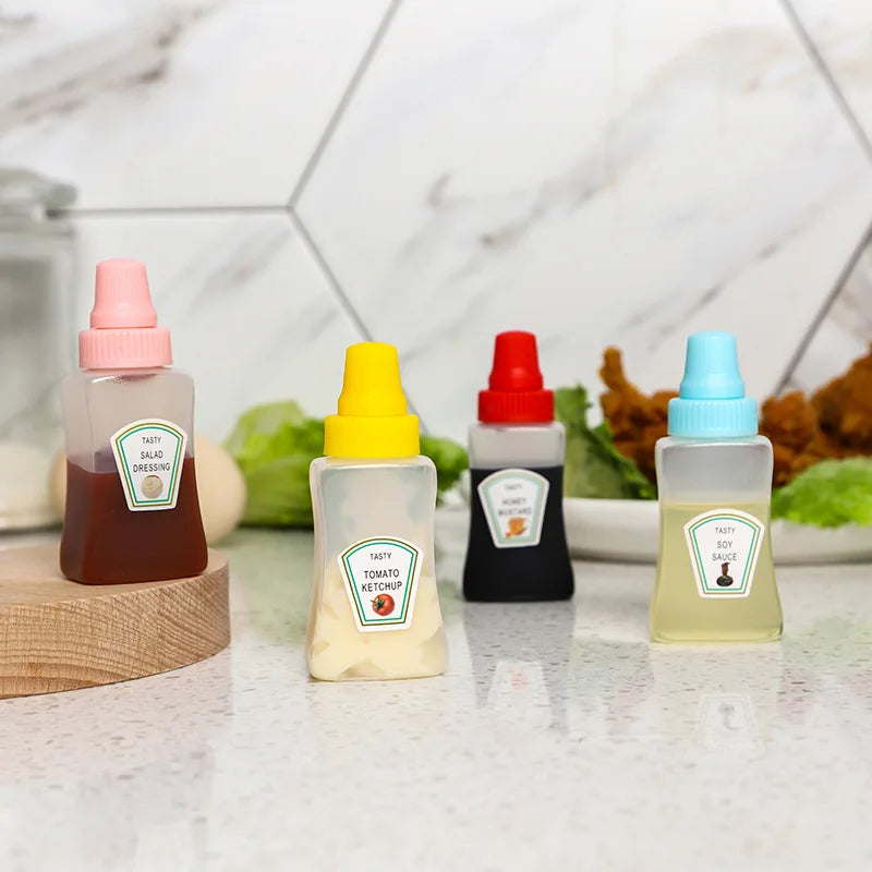 4er Set 25ML Mini Sauce Flaschen Tragbare Ketchup Honig Senf Behälter
