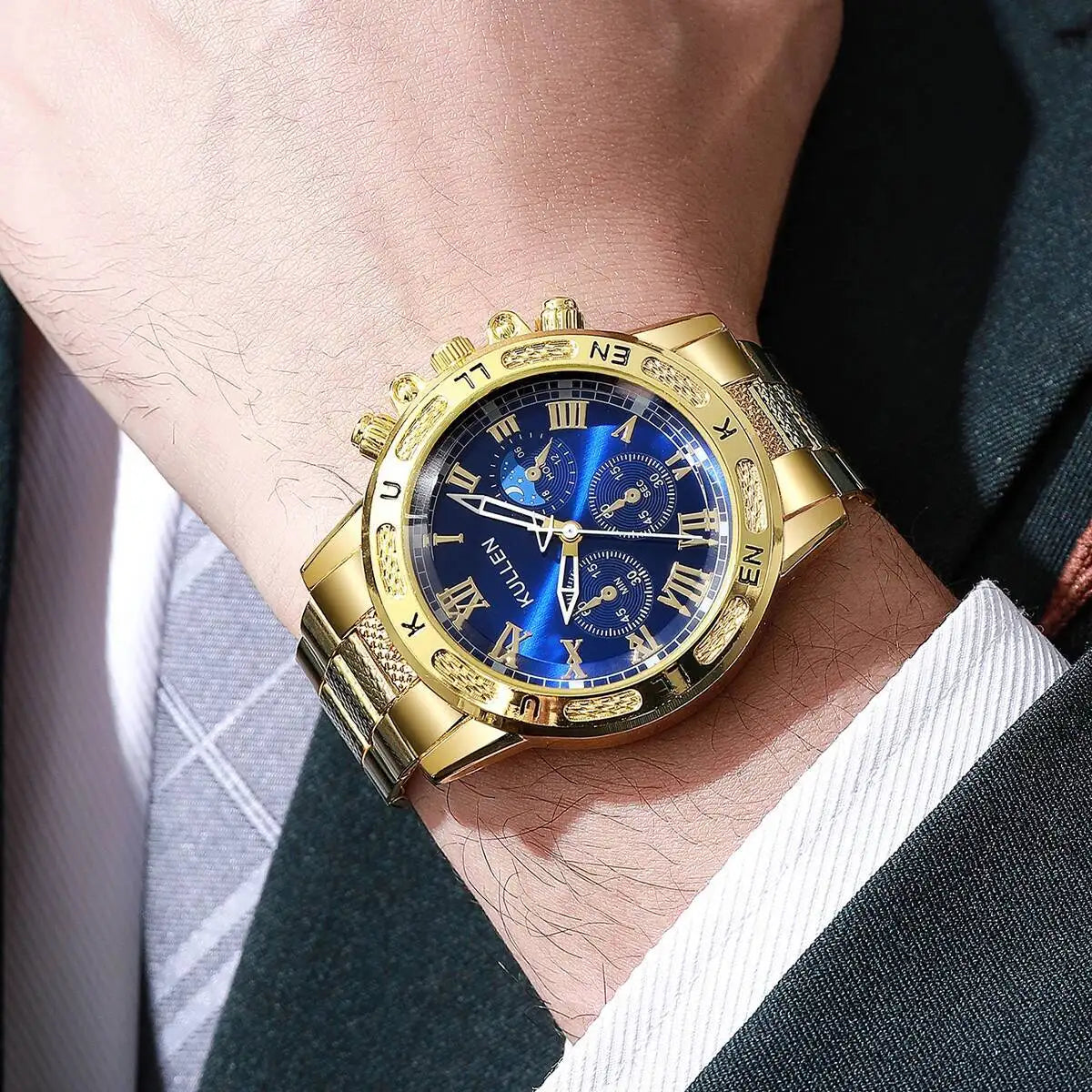 3er Set Herren Quarz Armbanduhren mit großem Zifferblatt-Yabubestshop