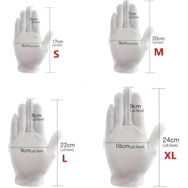 24er Set weiße Baumwoll Arbeitshandschuhe für trockene Hände und Reinigung