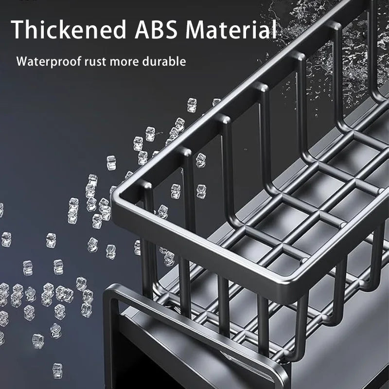 ABS Küchenablage mit Schwammhalter und Geschirrtuchhalter – Platzsparend - Robust
