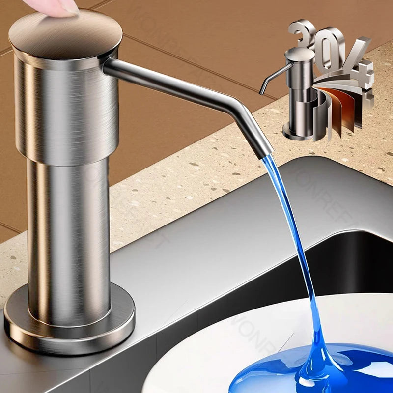 Seifenspender für Küchenspüle gebürstete Pumpe Arbeitsplatte silberfarben