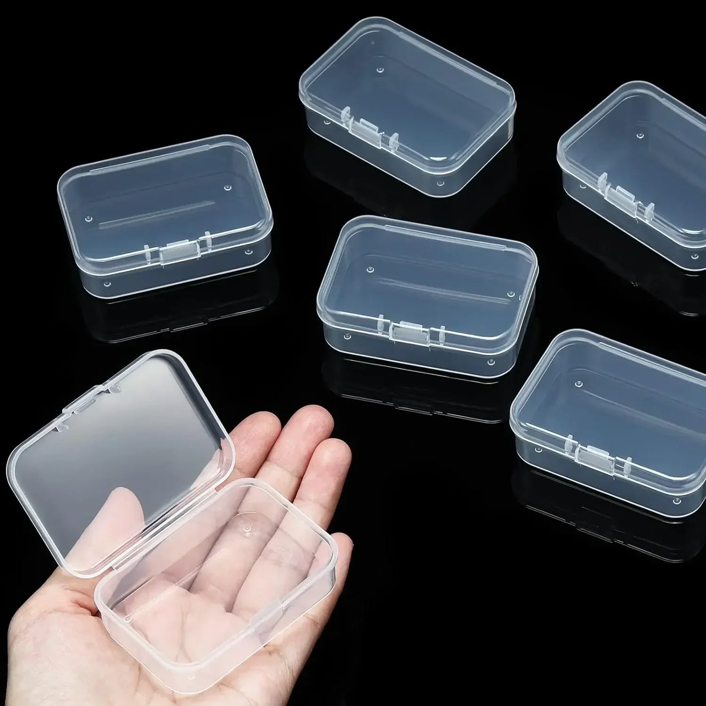 6er Set transparente Mini-Organizer mit Klappdeckel für kleine Gegenstände