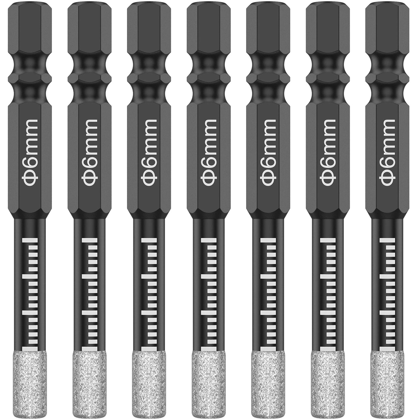 7-teiliges 6 mm Diamantbohrer Set trocken mit Schnellwechsel-Sechskantschaft