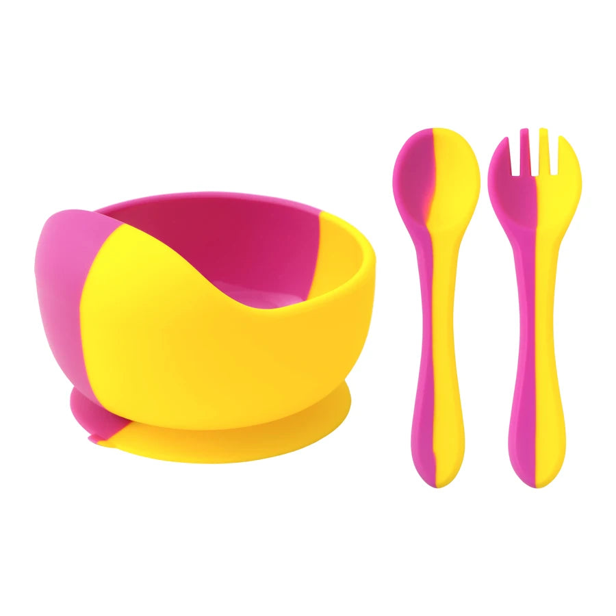 Baby Silikon Fütterungsset BPA frei mit Sauger Schüssel und Löffel