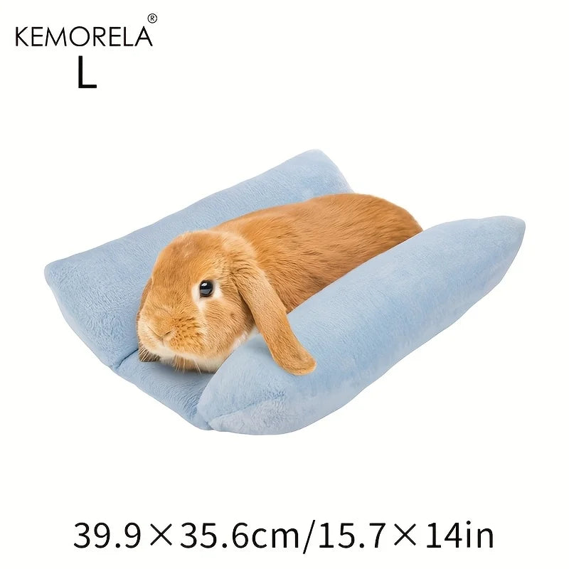 KEMORELA Kaninchenbett, dickes, weiches, konkaves Bettüberwurf, Decke, Plüschunterlage mit Baumwollliege, Kissen, kleines Haustier, Flip-Flop-Pad für den Innenbereich-Yabubest - Home & More
