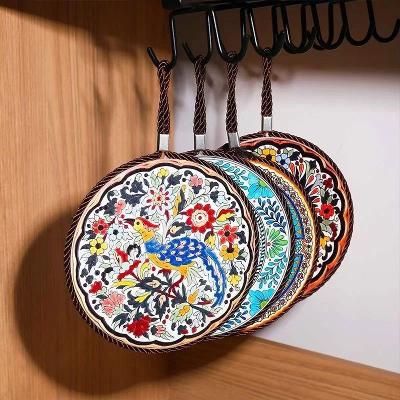 Hitzebeständige Keramik Untersetzer mit Korkbasis Rund Vintage Stil